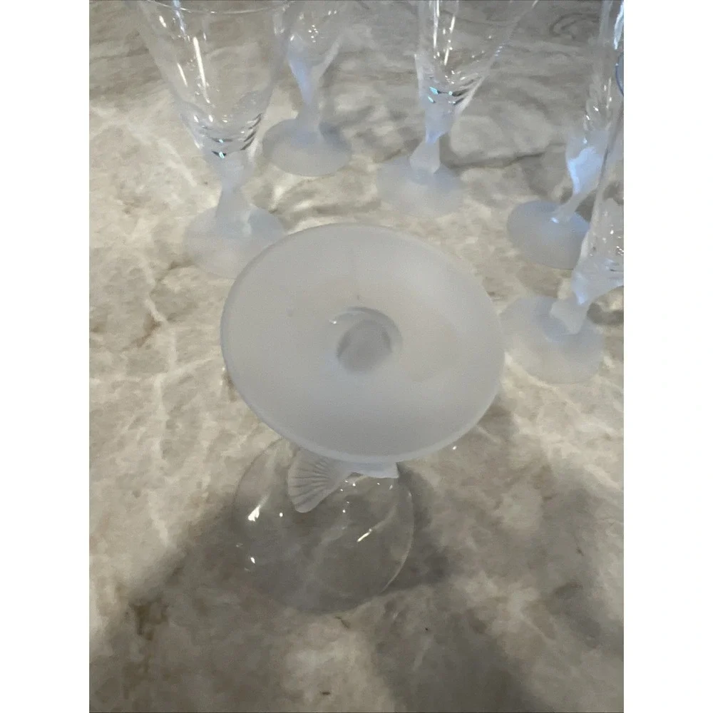 Set Of 6 Sasaki Crystal Wings Clear 7 3/4"Cordial Glasses Frosted Dove Bird New! - Picture 5 of 7